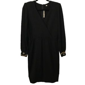 ST.JOHN BY MARIE GRAY FORMAL/EVENING KNIT SWEATER DRESS GOLD DIAMOND DETAIL